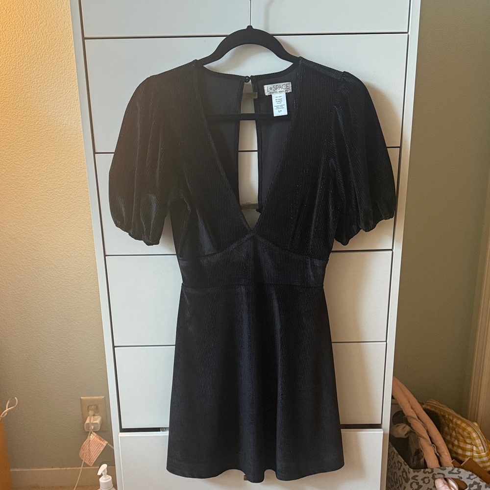 L Space Black Dress with Puff Sleeves